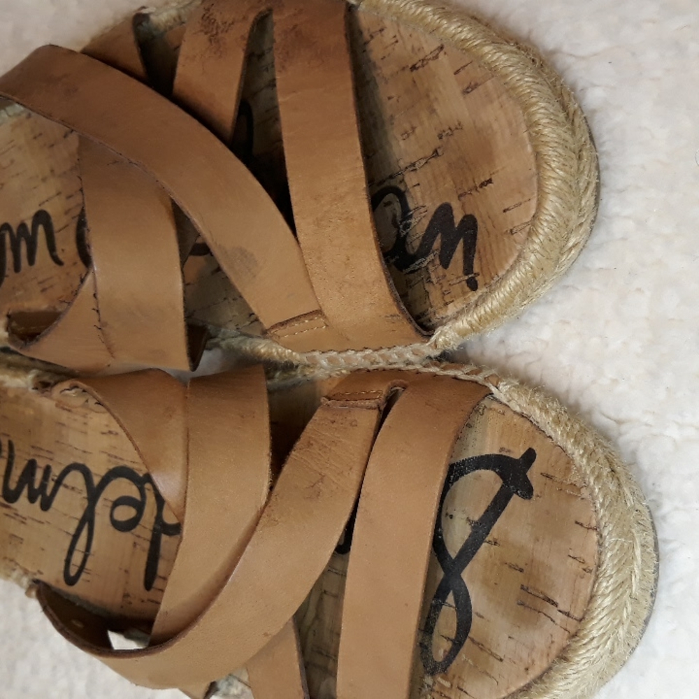 Sam Edelman Leather Brown Espadrilles Sandals - Picture 3 of 5